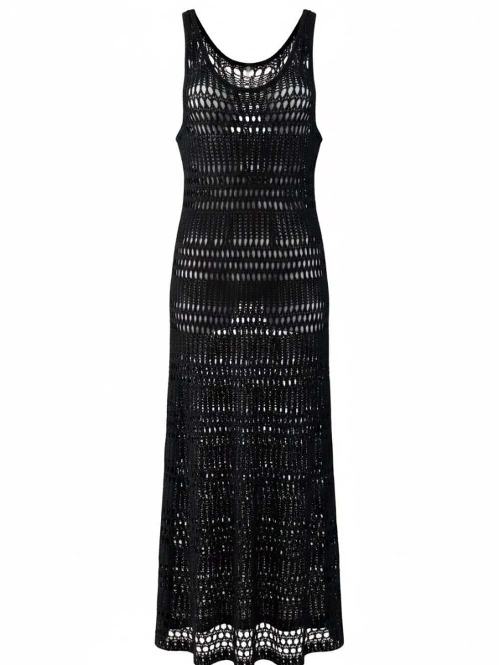 Theory Womens Size Small Crochet Black Knit Long Maxi Dress